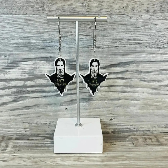 The Addams Family Wednesday Addams Drop Earrings Christina Ricci - Picture 2 of 9